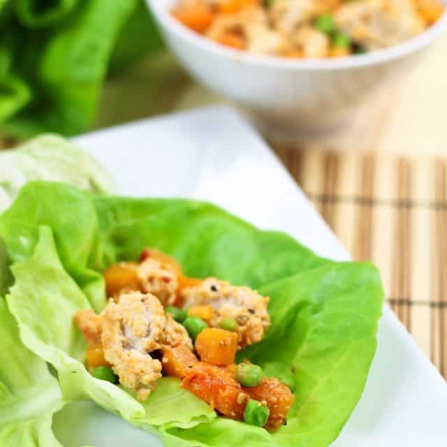 Gound Chicken and Butternut Squash Lettuce Wraps