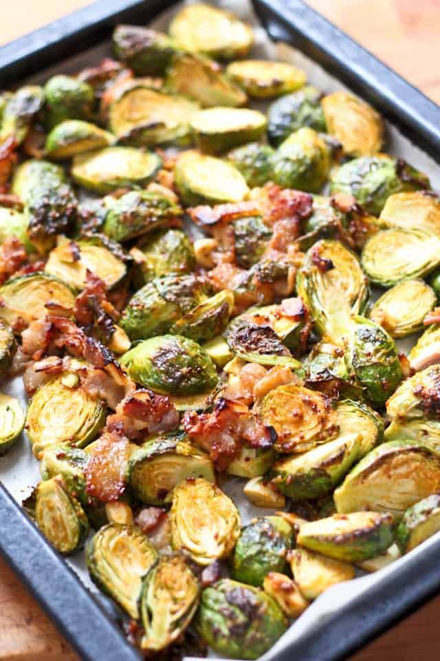 Oven Roasted Brussels Sprouts and Smokey Bacon