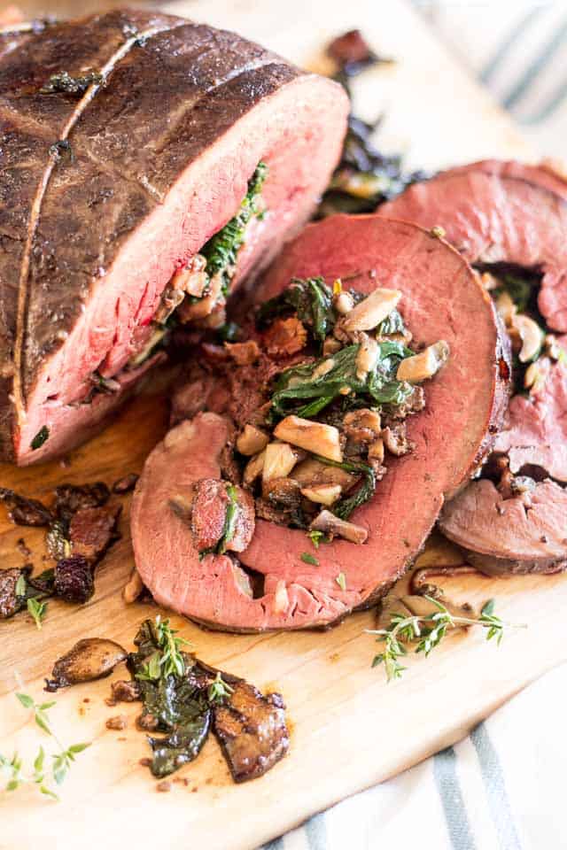 Mushroom and Spinach Stuffed Beef Heart • The Healthy Foodie