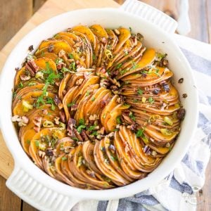 This elegant Scalloped Sweet Potato Ring is much easier to make than you may think and is so incredibly good, it's the perfect sweet potato recipe for any occasion!