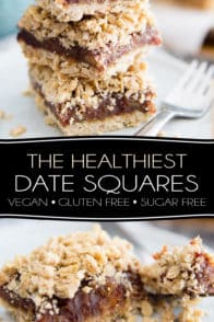 Free of gluten and added sugar, these Vegan Date Squares are just as good, if not better, than the real thing! Super moist and deliciously tasty, they're the perfect replica of your typical soft, sweet and crunchy date square.