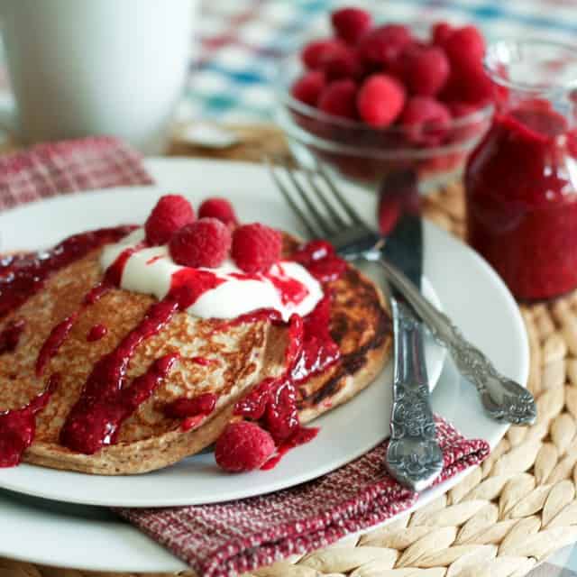 Raspberry Oatmeal Protein Pancakes | by Sonia! The Healthy Foodie