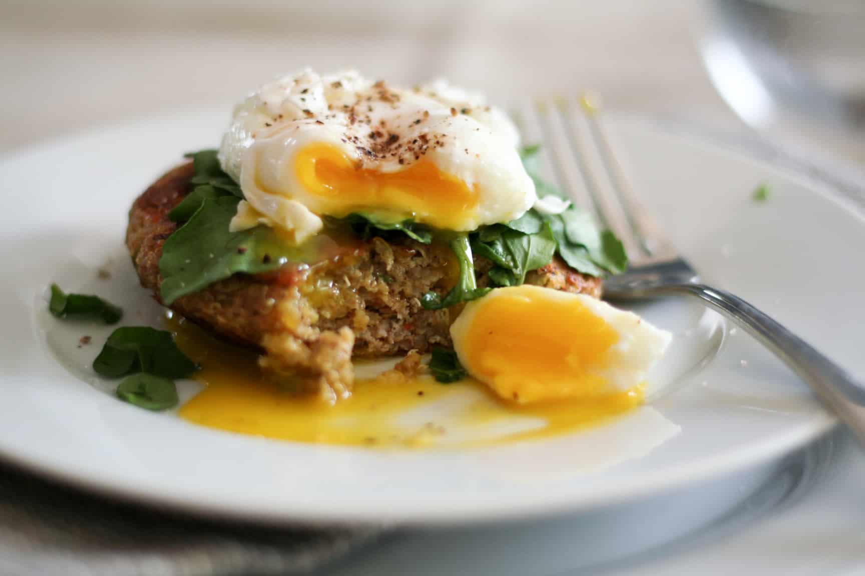 Quinoa Cakes and Poached Egg