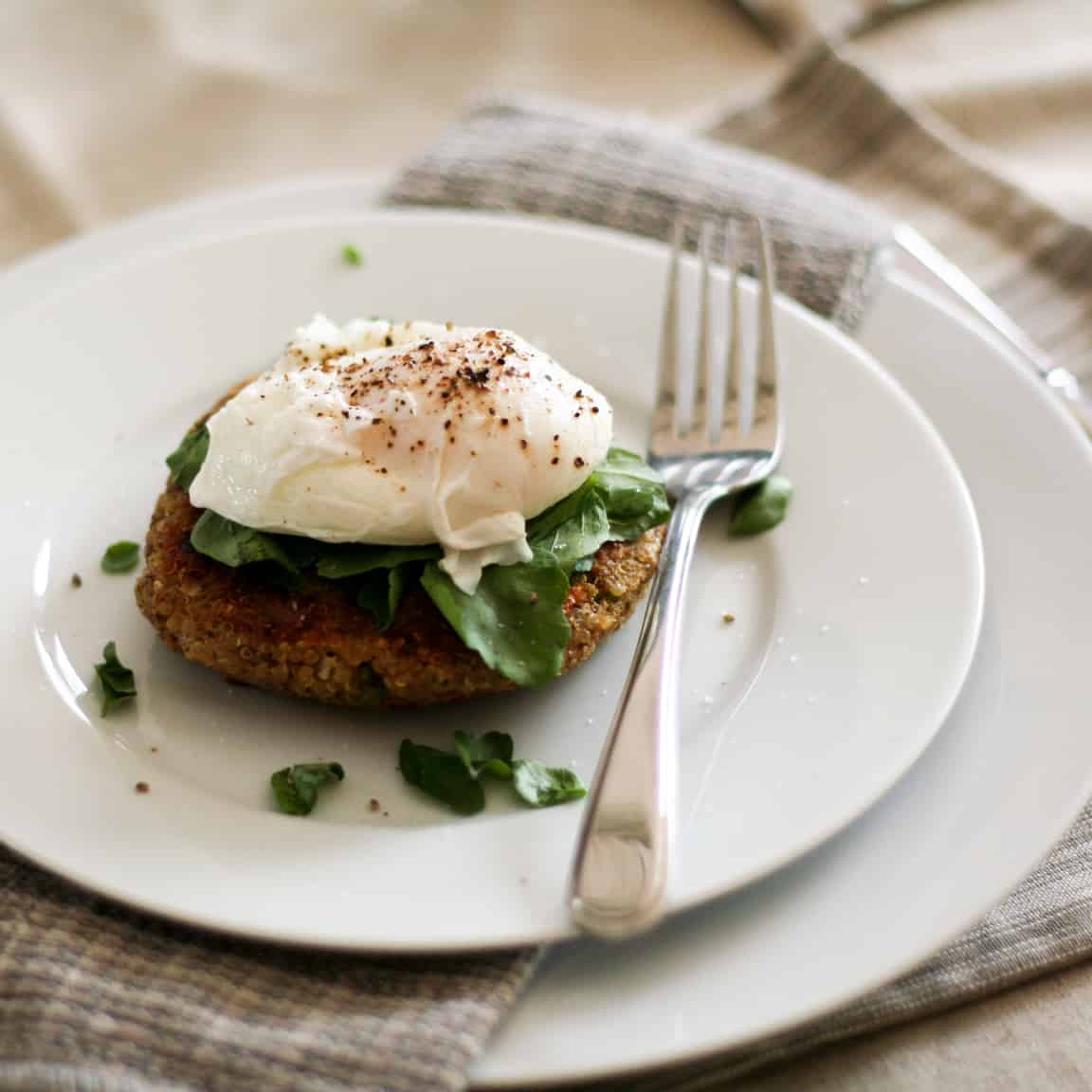 Quinoa Cakes and Poached Egg