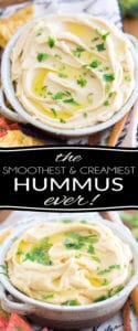 Learn the very simple trick to making the Smoothest and Creamiest Hummus ever. Hummus so good, you'll simply want to eat it by the spoonful!