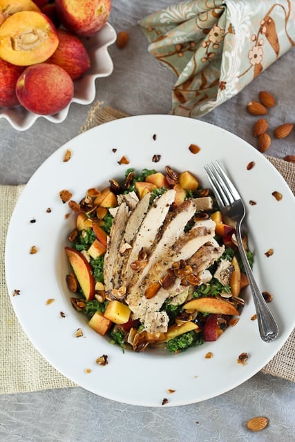 Kale Chicken and Peaches Salad