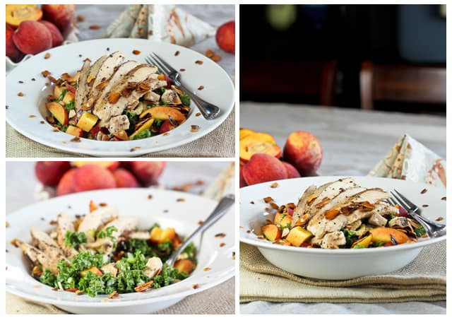 Kale Chicken and Peaches Salad