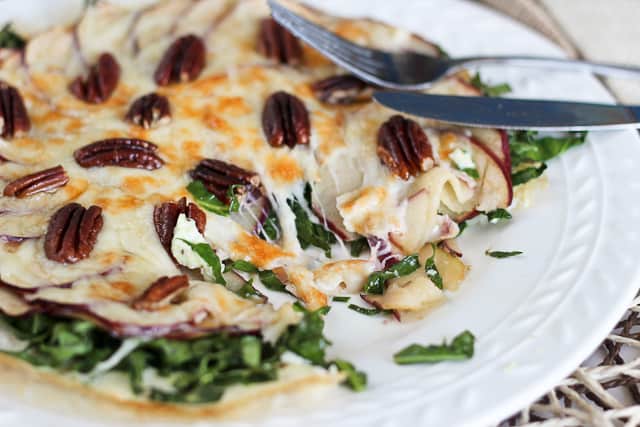 Collards, Apple, Pecan and Gouda Egg White Omelette