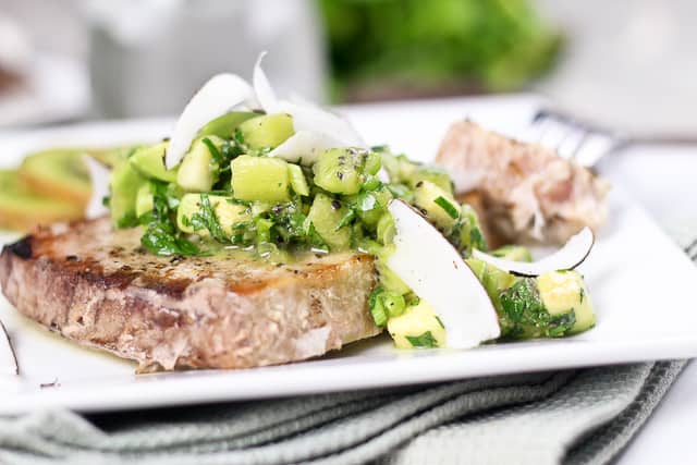 Tuna Steak with Kiwi Avocado Salsa