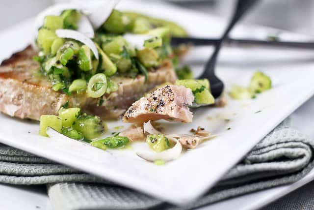 Tuna Steak with Kiwi Avocado Salsa