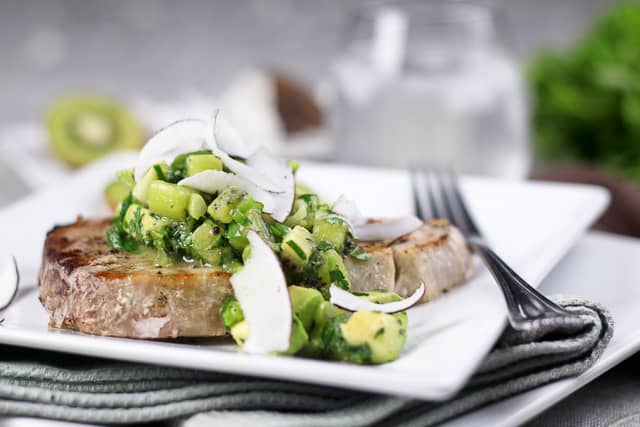 Tuna Steak with Kiwi Avocado Salsa