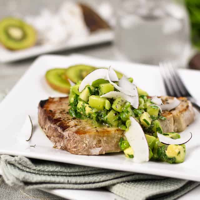 Tuna Steak with Kiwi Avocado Salsa