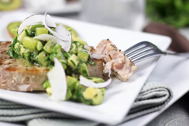 Tuna Steak with Kiwi Avocado Salsa