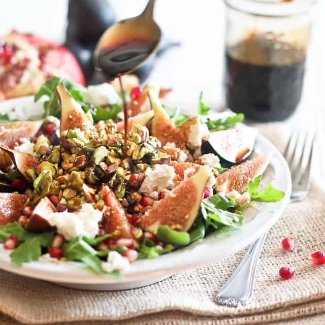 Fresh Fig and Goat Cheese Salad with Pomegranate Agrodolce | by Sonia! The Healthy Foodie