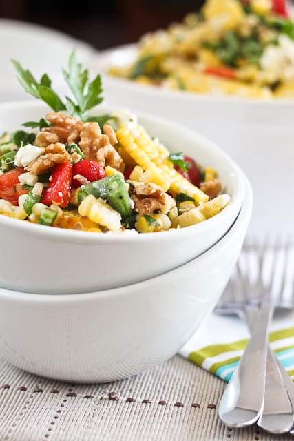 grilled corn and sugar snap pea salad