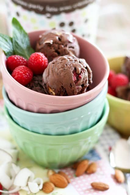 Toasted Almonds Raspberry and Chocolate Ice Cream | by Sonia! The Healthy Foodie