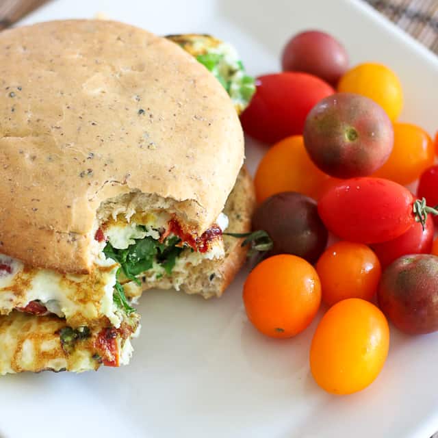 Spinach and Sun Dried Tomatoes Omelet Sandwich | by Sonia! The Healthy Foodie