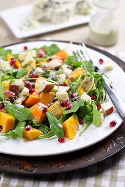 Butternut Squash and Apple Salad with High Protein Blue Cheese Dressing | by Sonia! The Healthy Foodie