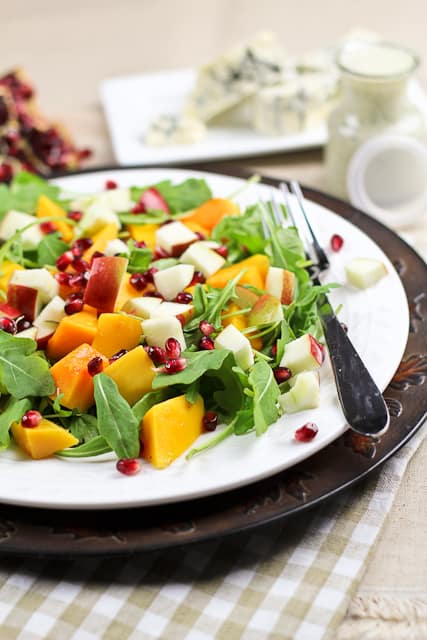 Butternut Squash and Apple Salad with High Protein Blue Cheese Dressing | by Sonia! The Healthy Foodie