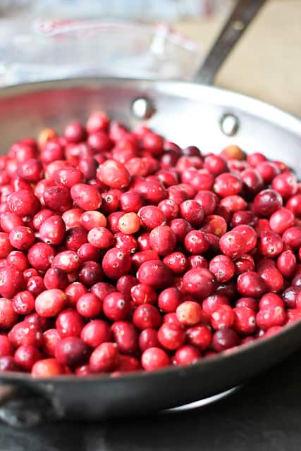 Cranberries in pan