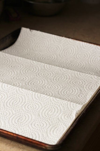 Baking Sheet Lined with Paper Towels