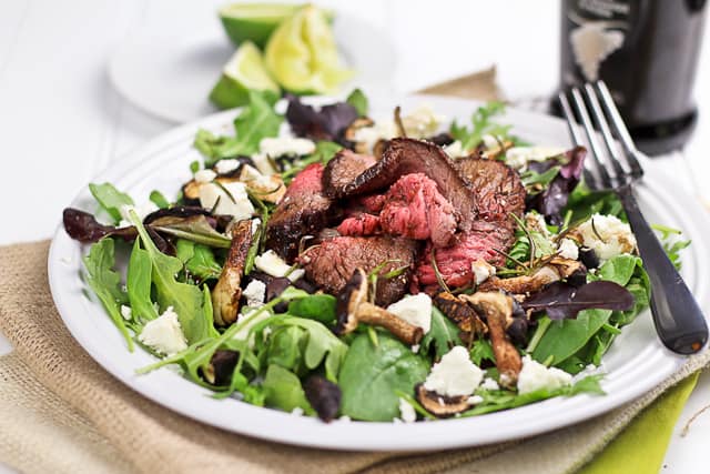 Roast Beef Salad with Shiitake Mushrooms and Goat Cheese | By Sonia! The Healthy Foodie