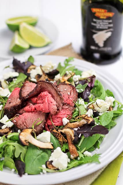 Roast Beef Salad with Shiitake Mushrooms and Goat Cheese | By Sonia! The Healthy Foodie