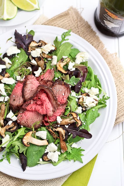 Roast Beef Salad with Shiitake Mushrooms and Goat Cheese | By Sonia! The Healthy Foodie