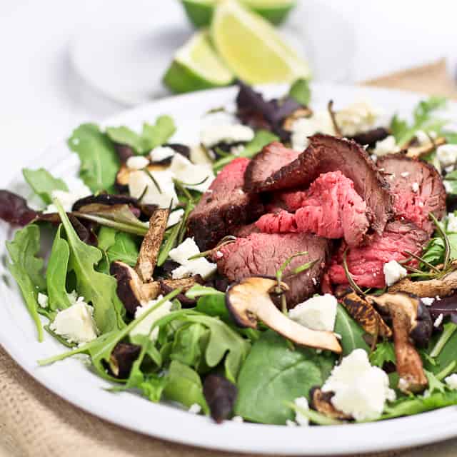 Roast Beef Salad with Shiitake Mushrooms and Goat Cheese | By Sonia! The Healthy Foodie