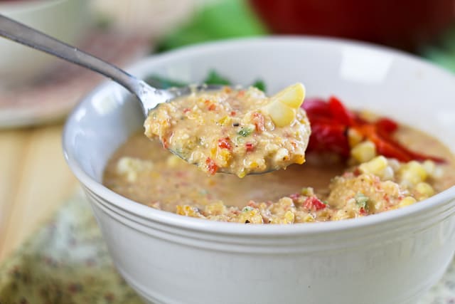 Roasted Bell Pepper and Raw Corn Chowder | by Sonia! The Healthy Foodie