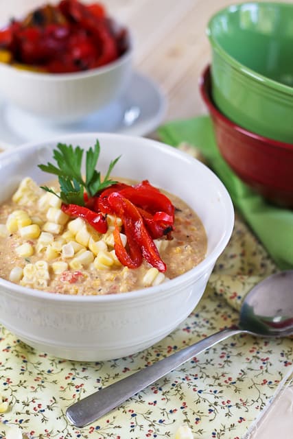 Roasted Bell Pepper and Raw Corn Chowder | by Sonia! The Healthy Foodie