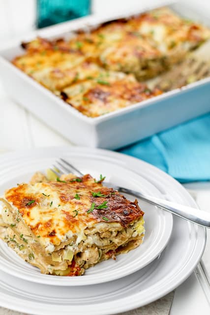 Cheesy Chicken and Artichoke Lasagna • The Healthy Foodie