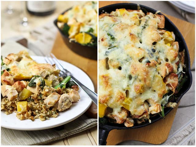 Baked Brown Rice Casserole with Turkey, Rapini, Squash & Apple