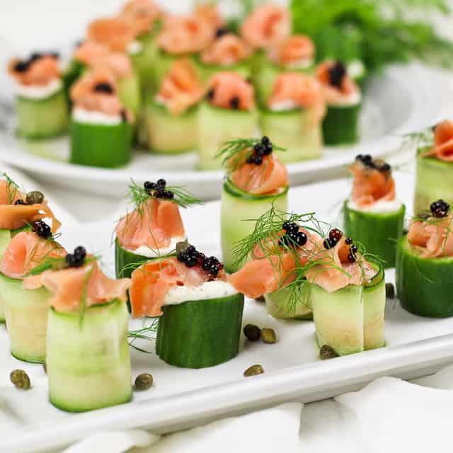 Smoked Salmon and Cream Cheese Cucumber Rolls • The Healthy Foodie