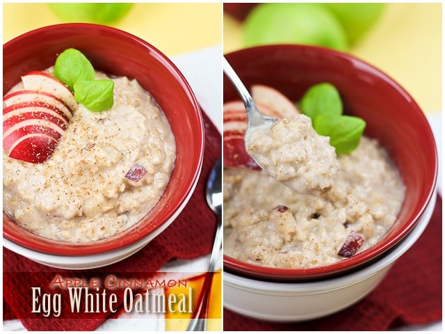 Fluffy Apple Cinnamon Egg White Oatmeal The Healthy Foodie