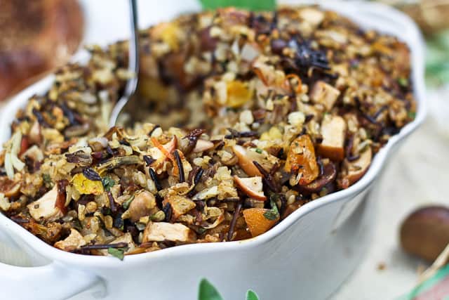 Brown And Wild Rice Turkey Stuffing With Chestnuts And Dried Fruits The Healthy Foodie