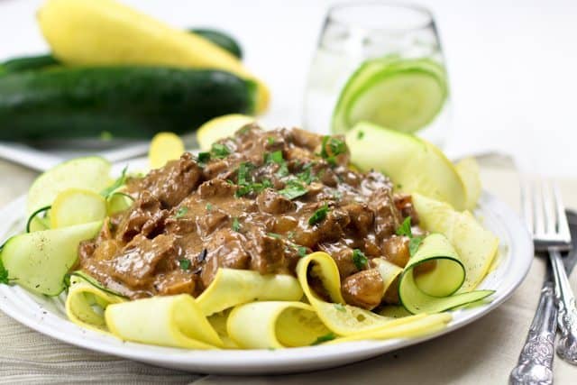 Lean Beef Stroganoff on Zucchini Ribbons | by Sonia! The Healthy Foodie