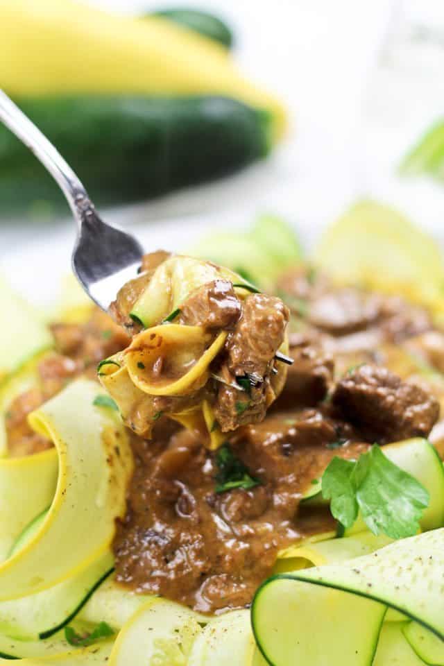 Lean Beef Stroganoff on Zucchini Ribbons | by Sonia! The Healthy Foodie