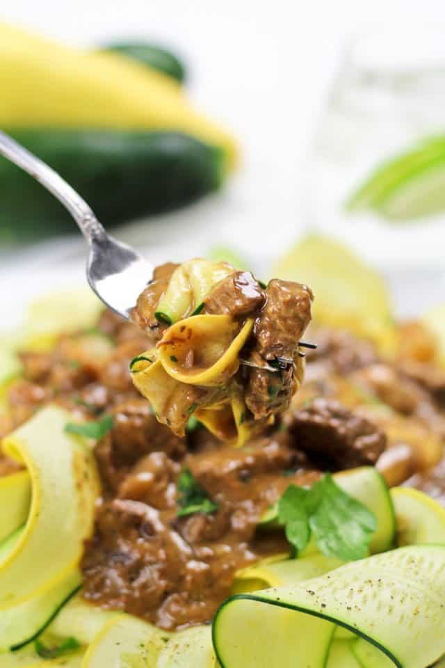 Lean Beef Stroganoff on Zucchini Ribbons | by Sonia! The Healthy Foodie
