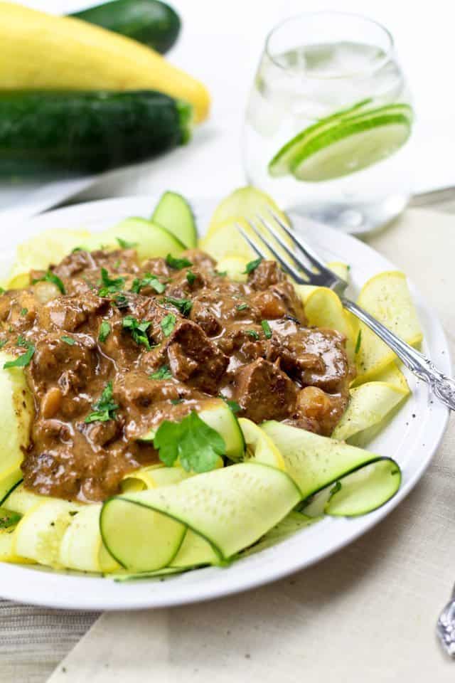 Lean Beef Stroganoff on Zucchini Ribbons | by Sonia! The Healthy Foodie