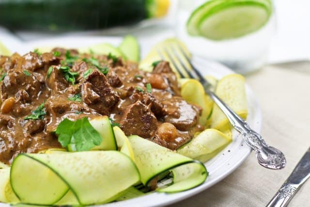 Lean Beef Stroganoff on Zucchini Ribbons | by Sonia! The Healthy Foodie