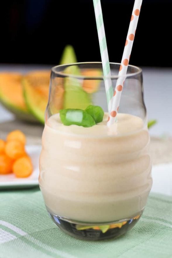 3 Ingredient High Protein Cantaloupe Smoothie • The Healthy Foodie