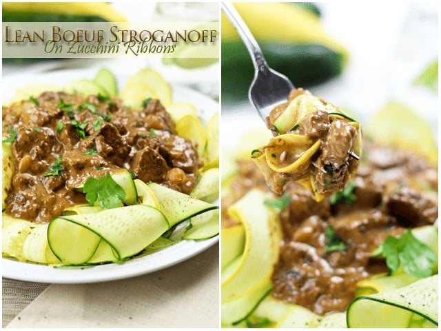 Lean Boeuf Stroganoff on Zucchini Ribbons | by Sonia! The Healthy Foodie