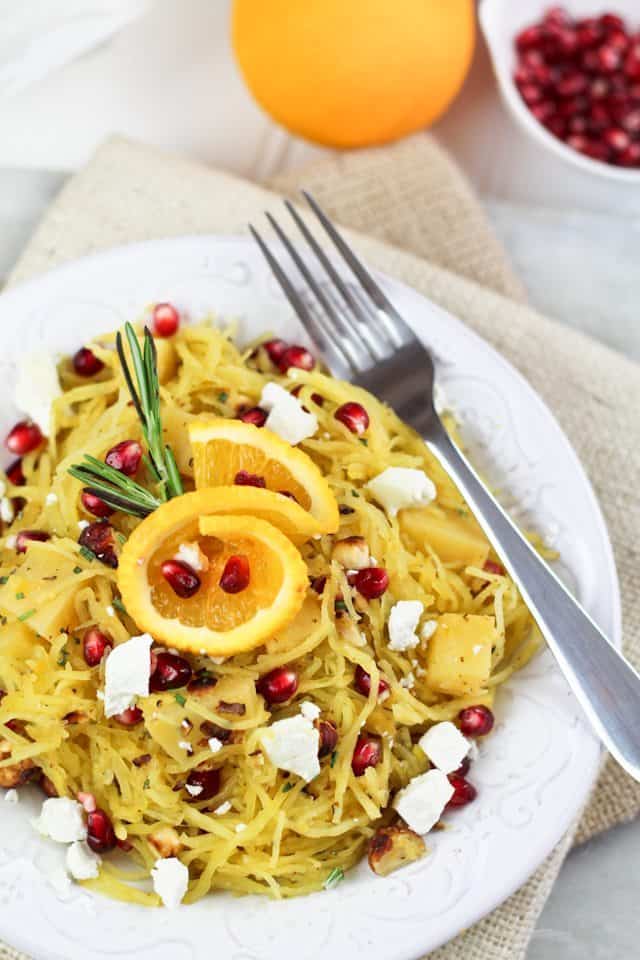 Spaghetti Squash Pomegranate & Goat Cheese Salad | by Sonia! The Healthy Foodie