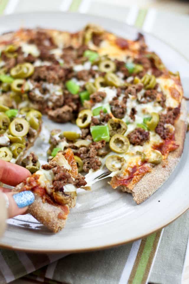 Ground Beef and Green Olives Pizza | by Sonia! The Healthy Foodie