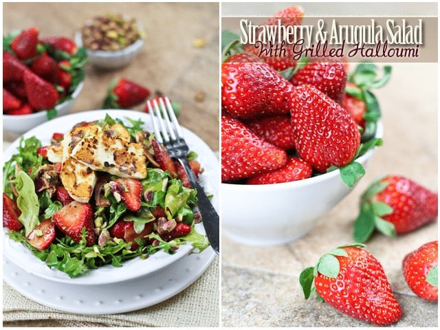 Strawberry Arugula and Grilled Halloumi Salad | by Sonia! The Healthy Foodie