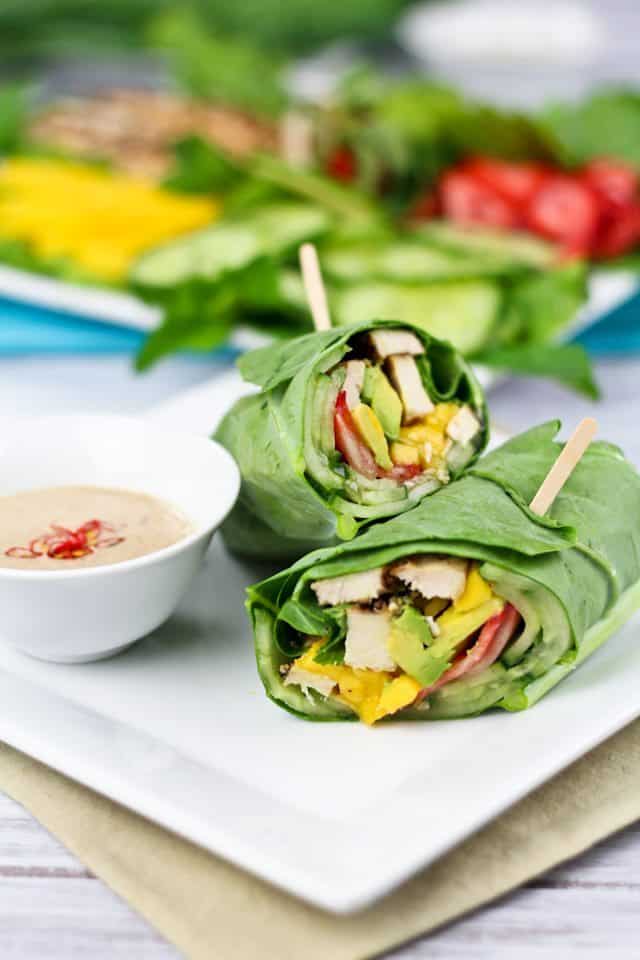 Collard Wraps and Satay Dipping Sauce | by Sonia! The Healthy Foodie 