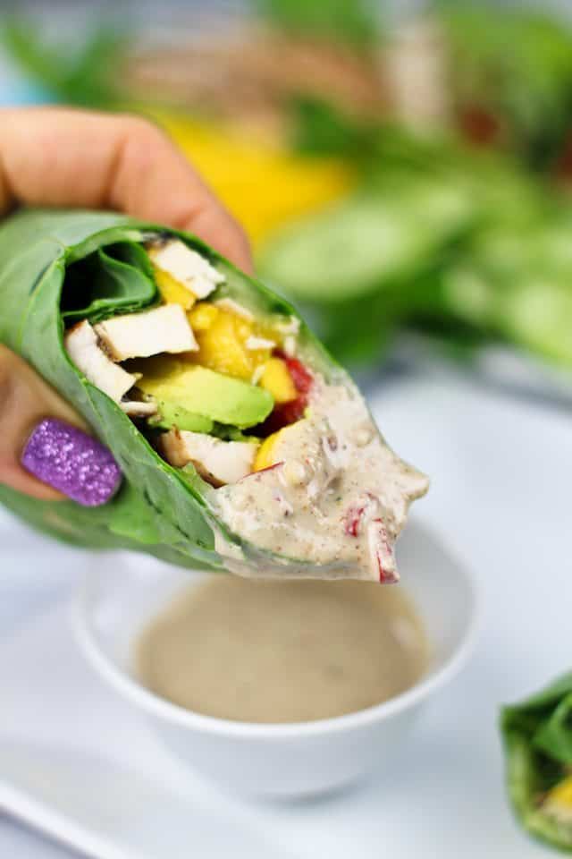 Collard Wraps and Satay Dipping Sauce | by Sonia! The Healthy Foodie 