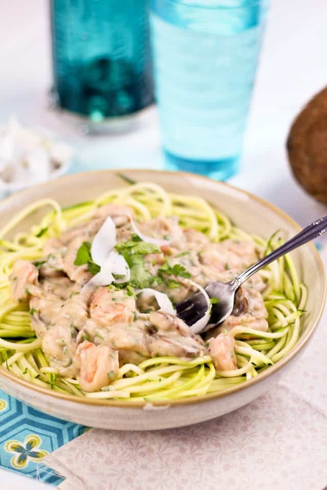 Creamy Shrimp On Zucchini Pasta | by Sonia! The Healthy Foodie