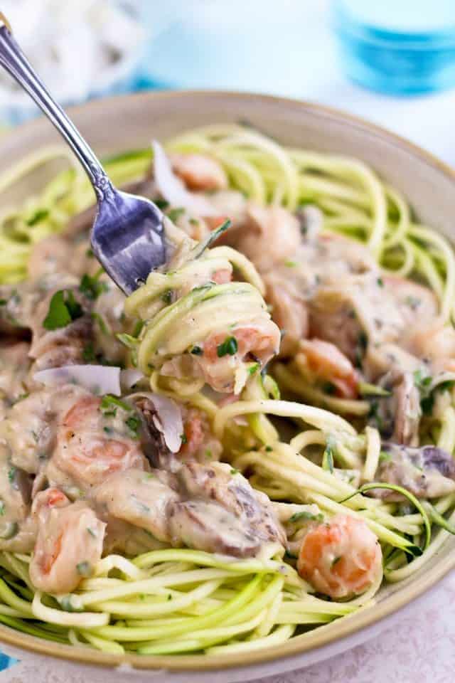 Creamy Shrimp On Zucchini Pasta | by Sonia! The Healthy Foodie